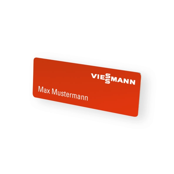 Aluminum name badges with magnetic holder